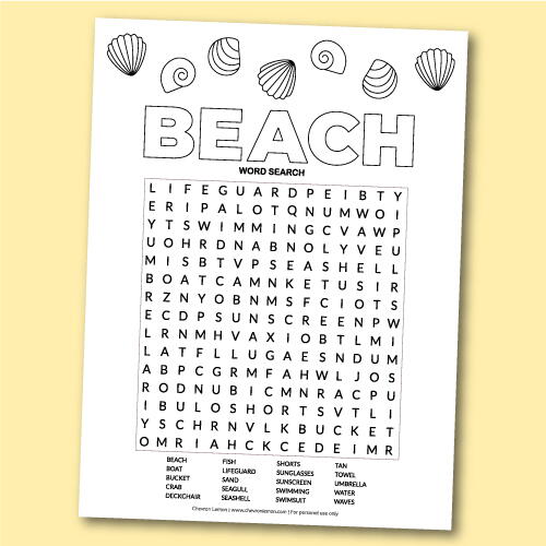 Printable Beach Word Search Puzzle Printable Beach Word Search Puzzle