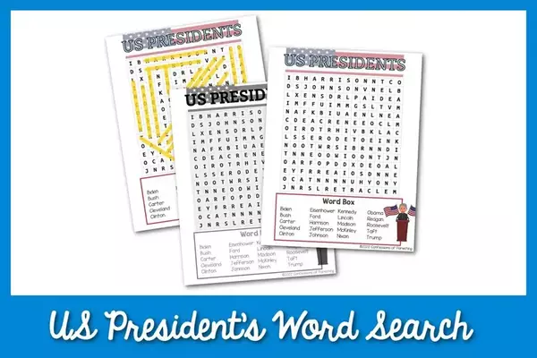 Us Presidents Word Search Us President's Word Search