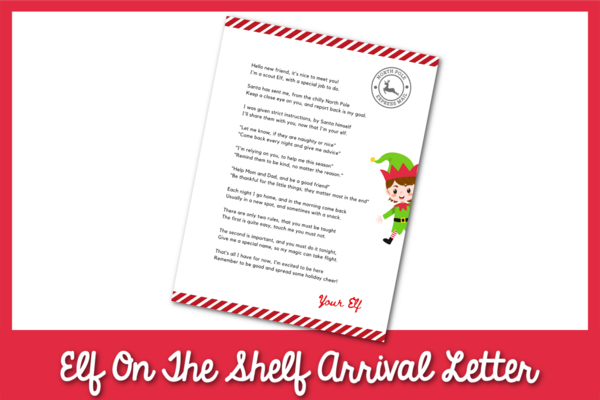 Elf On The Shelf Arrival Letter