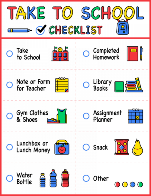 School Backpack Checklist Free Printable School Backpack Checklist – Free Printable