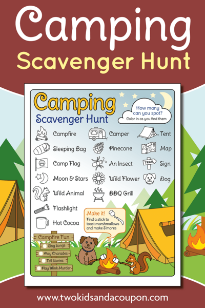 Free Printable Camping Scavenger Hunt For Kids And Adults Free Printable Camping Scavenger Hunt For Kids And Adults