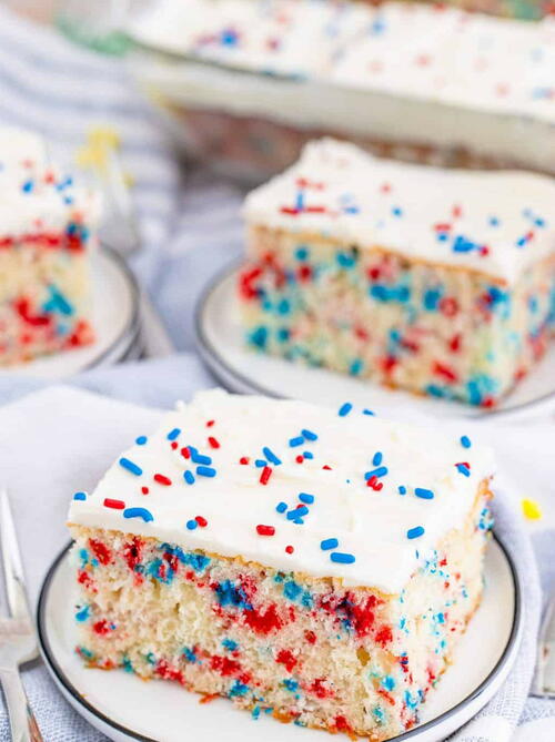 Patriotic Homemade Sprinkle Cake Patriotic Homemade Sprinkle Cake