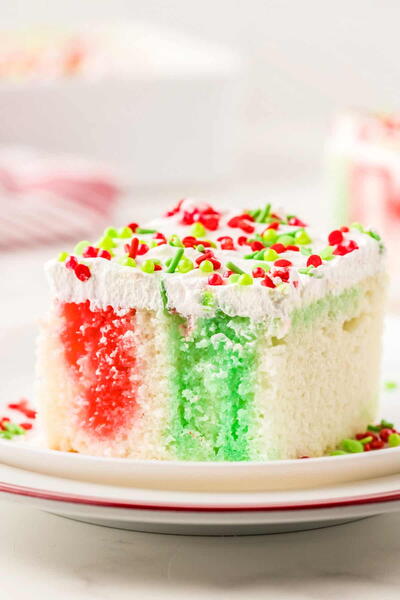 Colorful Christmas Poke Cake Colorful Christmas Poke Cake