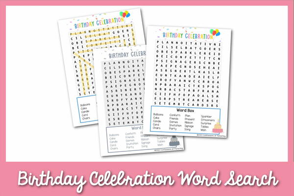 Free Birthday Celebration Word Search Free Birthday Celebration Word Search