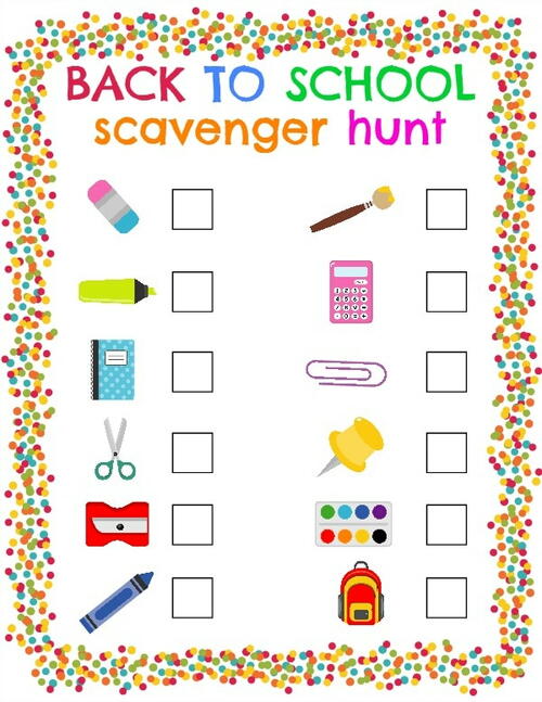 Back To School Scavenger Hunt Back To School Scavenger Hunt