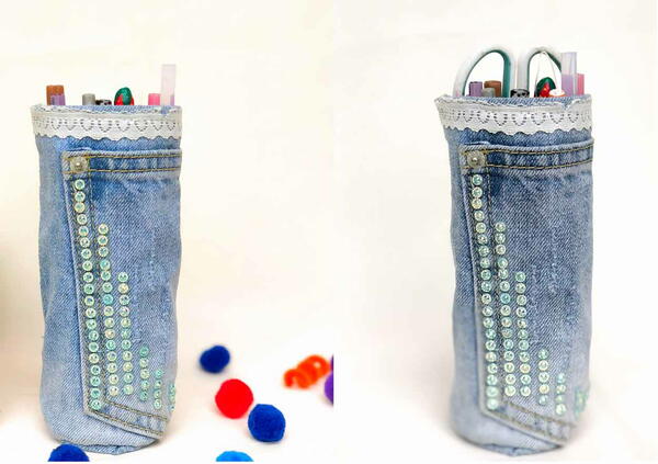Diy Denim Pen Organizer Diy Denim Pen Organizer