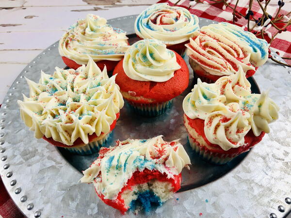 Layered Red White And Blue Cupcakes