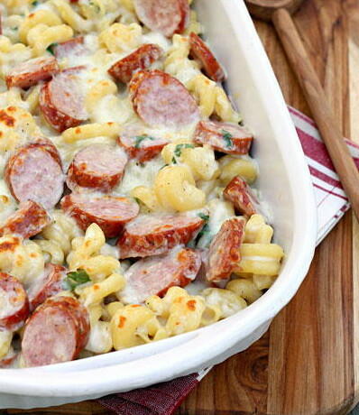 Smoked Sausage Alfredo Pasta Bake Smoked Sausage Alfredo Pasta Bake