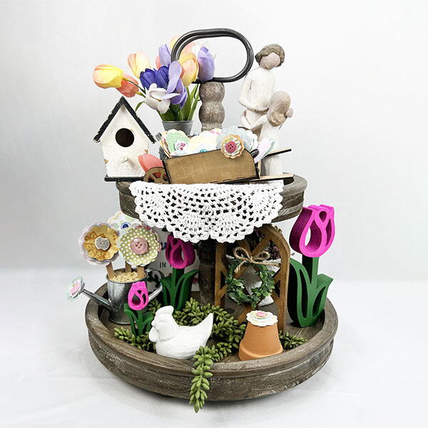 Paper Flowers Made With A Cricut On A Spring Tiered Tray Paper Flowers Made With A Cricut On A Spring Tiered Tray