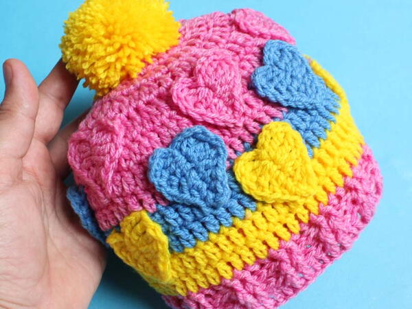 Baby Beanie Cap 3d Heart Stitch Baby Beanie Cap 3d Heart Stitch