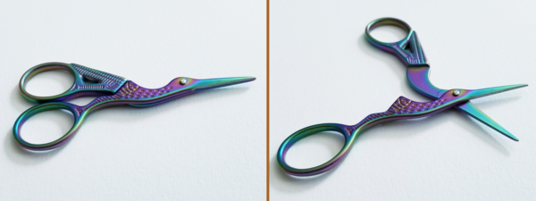 Image shows embroidery scissors.