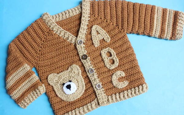 Crochet Cardigan Jacket Sweaterletters Coat Jacketapplique Bear Pattern Crochet Cardigan Jacket Sweater/letters Coat Jacket/applique Bear Pattern
