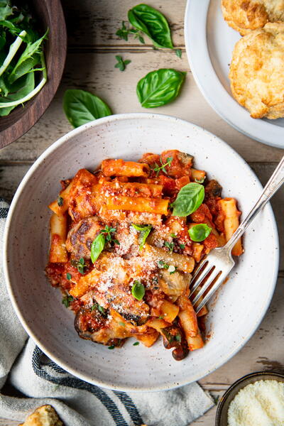 One-skillet Vegetable And 5 Cheese Baked Ziti