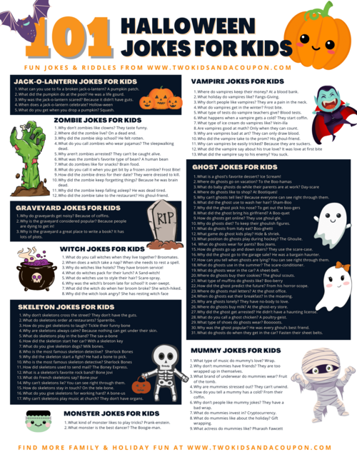 101 Halloween Jokes For Kids Printable 101 Halloween Jokes For Kids Printable