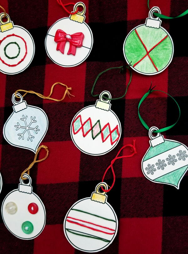 Finished Christmas Baubles Printable Lacing Cards Finished Christmas Baubles Printable Lacing Cards