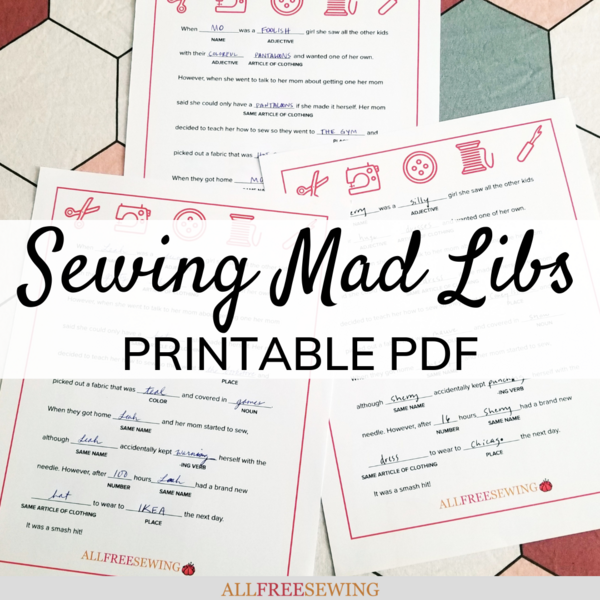 Sewing Mad Libs Printable PDF Sewing Mad Libs Printable PDF