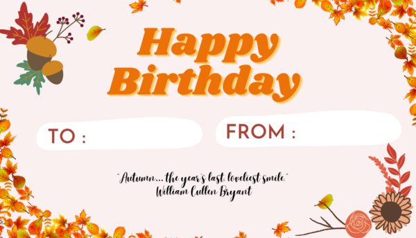 Autumn Birthday Gift Tag Autumn Birthday Gift Tag