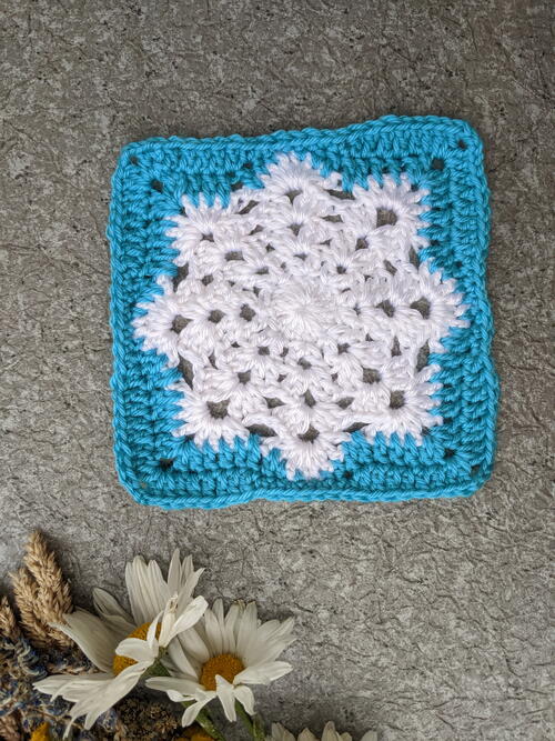 Granny Square With A Snowflake Granny Square With A Snowflake