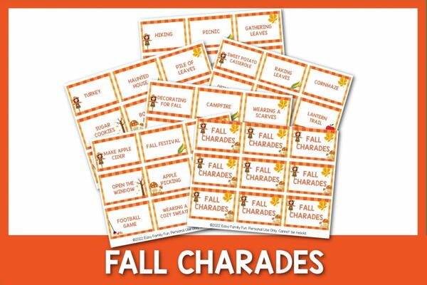 50 Fall Charades Ideas Printable Cards 50 Fall Charades Ideas + Printable Cards
