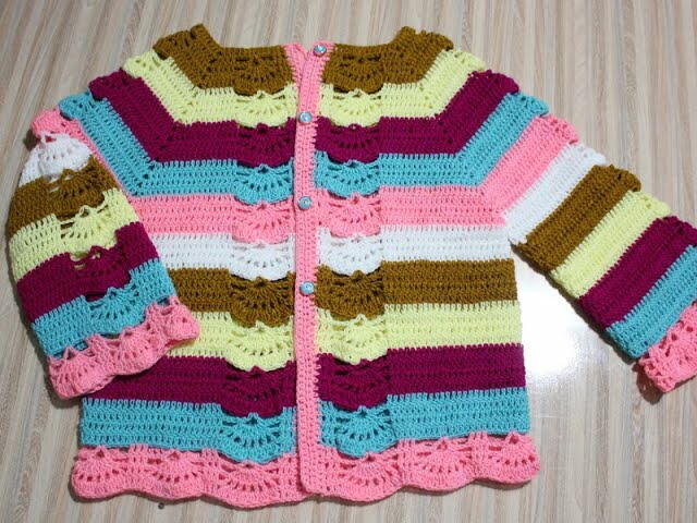 Crochet Girls Cardigan Sweater Beautiful Woolen Jacket Explain Sizes Crochet Girls Cardigan Sweater Beautiful Woolen Jacket Explain Sizes