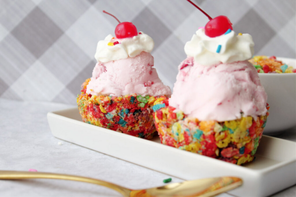 Easy Rainbow Cereal Ice Cream Cups Easy Rainbow Cereal Ice Cream Cups