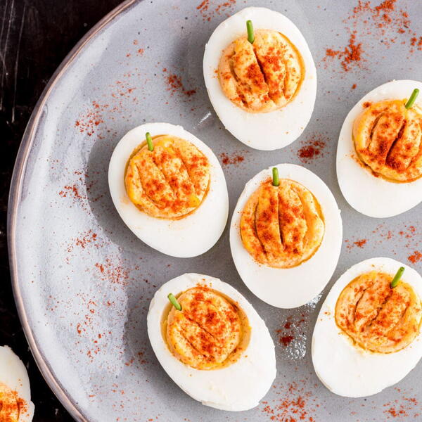 Pumpkin Deviled Eggs Pumpkin Deviled Eggs