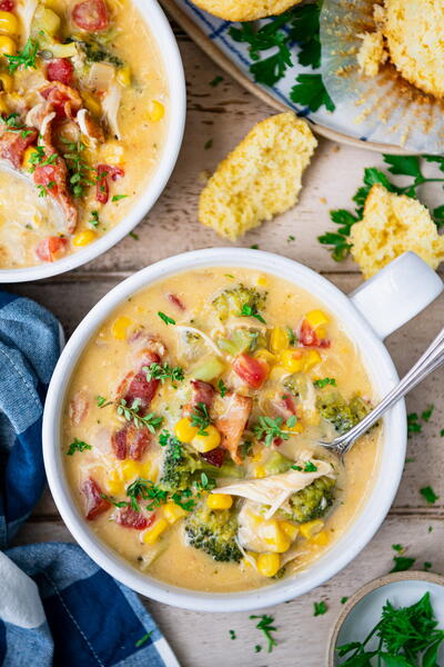 Cheesy Slow Cooker Chicken Soup
