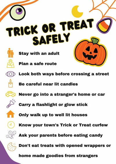 Trick Or Treat Safely Printable Trick Or Treat Safely Printable