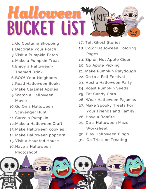31 Days Of Fun Halloween Bucket List Activities 31 Days Of Fun Halloween Bucket List Activities