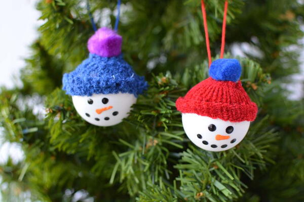 Snowman Ping Pong Ball Ornament