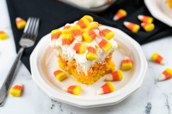 Candy Corn Poke Cake Candy Corn Poke Cake