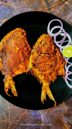 Fried Pomfret Tandoori roast Recipe Fried Pomfret Tandoori (roast) Recipe