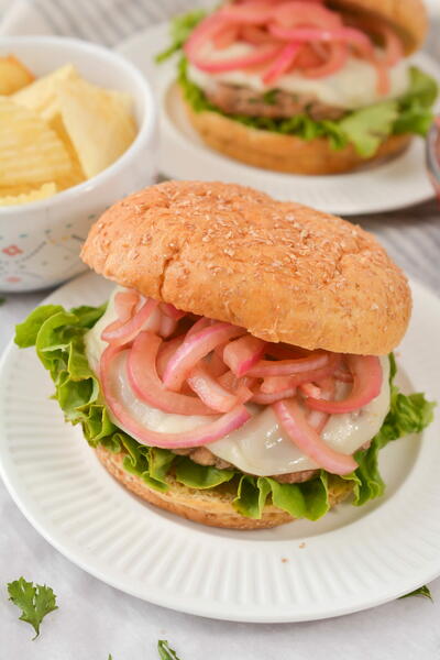 Grill Turkey Burgers With Pickled Onions