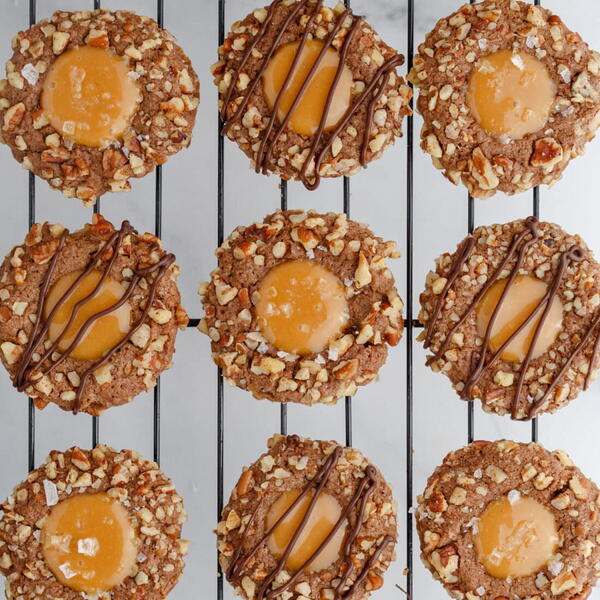 Turtle Thumbprint Cookies Turtle Thumbprint Cookies