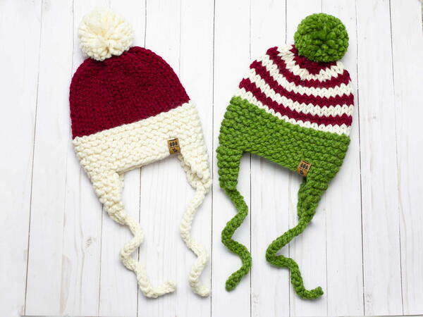 Christmas Ear Flaps Hat Baby Children Women Knitting Pattern