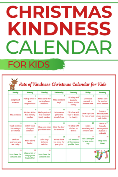 Random Acts Of Kindness Christmas Calendar For Kids Random Acts Of Kindness Christmas Calendar For Kids