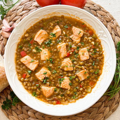 Classic Spanish Lentils With Salmon | Quick & Easy Hearty Stew Recipe