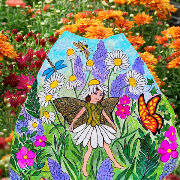 Painted Daisy Fairy Rock Painted Daisy Fairy Rock