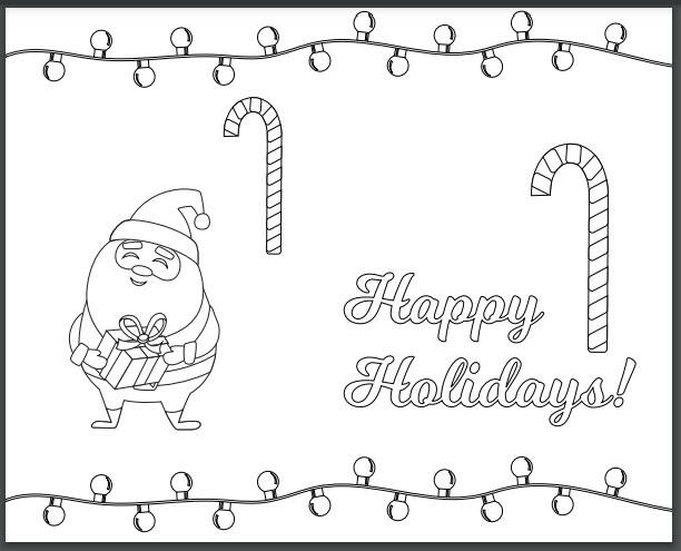 Happy Holidays Printable Cards to Color Happy Holidays Printable Cards to Color