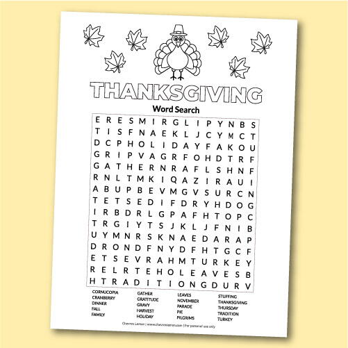 Printable Thanksgiving Word Search Puzzle Printable Thanksgiving Word Search Puzzle