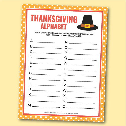 Printable Thanksgiving Alphabet Printable Thanksgiving Alphabet