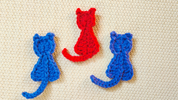 Crochet Cat Applique With Starting Chains Crochet Cat Applique With Starting Chains