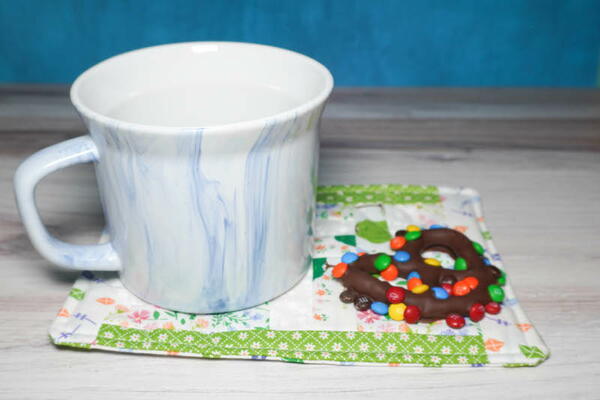 Quilted Mug Rug rail Fence Block Quilted Mug Rug (rail Fence Block)