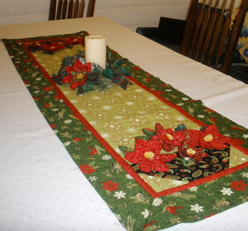 Basket of Poinsettias Table Runner Basket of Poinsettias Table Runner