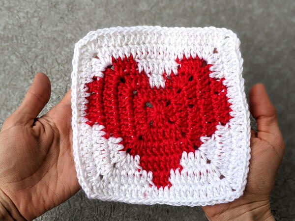 Granny Square With A Heart Granny Square With A Heart