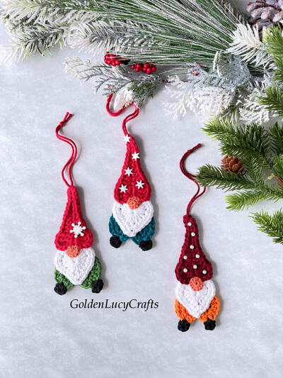 Crochet Heart Gnome Ornament