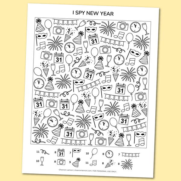 Printable I Spy New Year Printable I Spy New Year