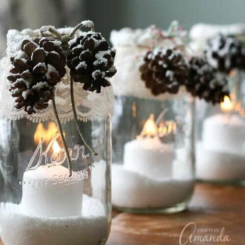 Snowy Pinecone Candle Jars Snowy Pinecone Candle Jars