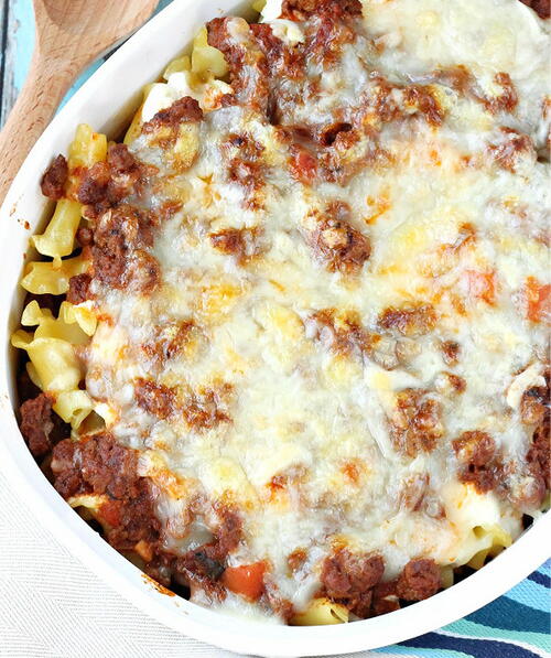 Three Cheese Beef Pasta Bake Three Cheese Beef Pasta Bake