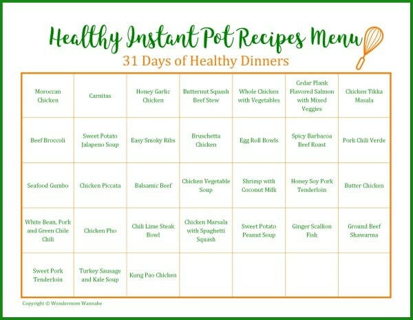 31 Day Menu Of Healthy Instant Pot Recipes 31 Day Menu Of Healthy Instant Pot Recipes